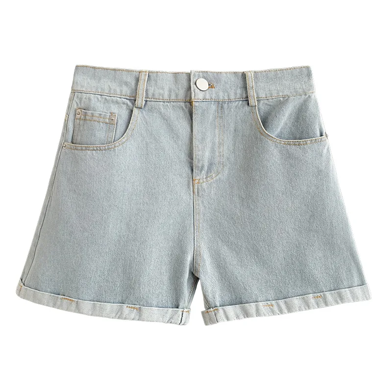 High-quality High-waisted Jeans for Women's New Summer Loose Slimming Outer Shorts Elastic Waist Wide-leg Hot Short Pants Q106