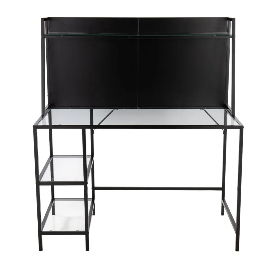

Geo Tier Contemporary Desk in Black Metal and Clear Glass by LumiSource