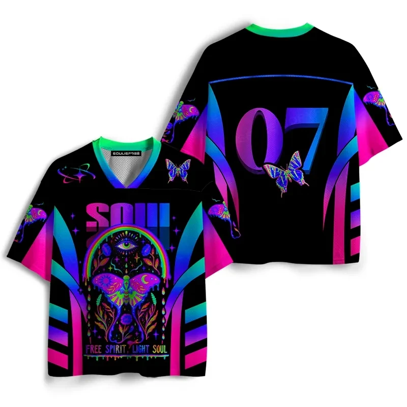 2026 Summer Fashion New Life Planet Light 3D Printed T-shirt Quick Drying Outdoor Sports and Leisure V-neck T-shirt Large
