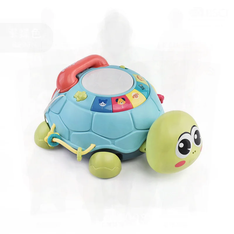 Musique pour enfants éducation précoce histoire Machine amusant ramper tortue téléphone perlé bébé jouet main tambour jouet pour bébé 0-3 ans