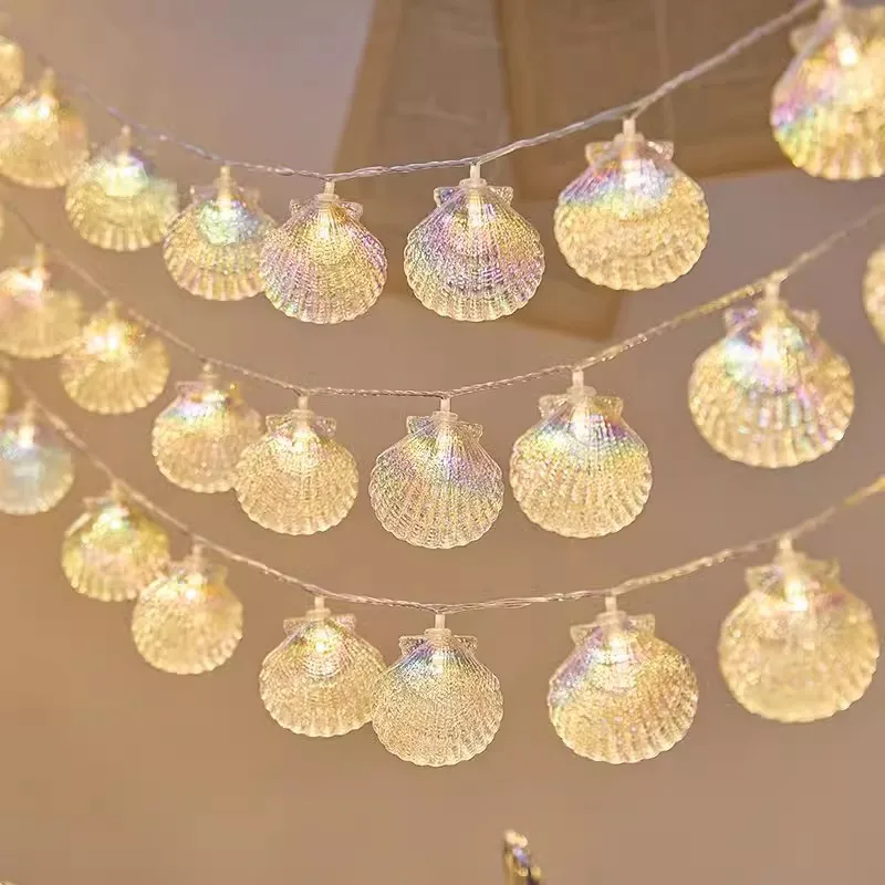 Shell String Lights Shell Shapped Light Indoor Battery Powered Sea Shell String Lights for Christmas Wedding Party Bedroom