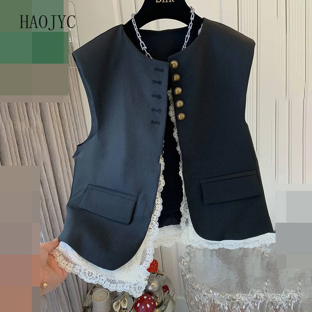 

Premium sense super good-looking lace two-piece suit vest vest jacket top sleeveless 2025 new spring