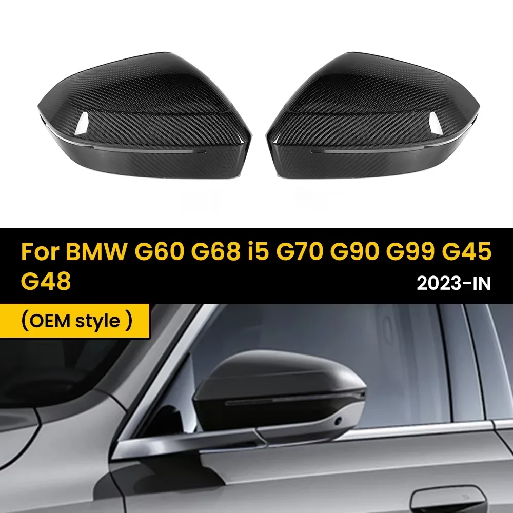 Real Droge Koolstofvezel Achteruitkijkspiegel Buitenkant Spiegel Cover Caps Voor BMW G60 G68 i5 G70 G90 G99 G45 G48 2023-IN 2 stks/set