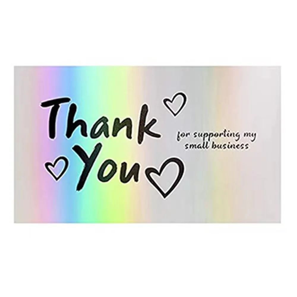 10-50pcs Thank You Cards Small Business Thank You for Supporting Cards Notes Shopping Holographic Thanks Card for Retail Store