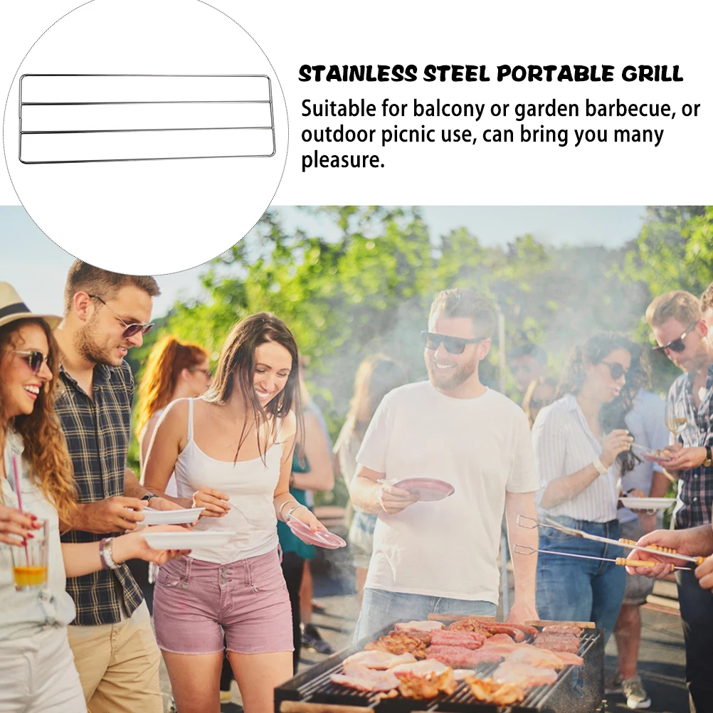 

Portable 304 Stainless Steel Grill Radiating Rack Mesh Camping Picnic BBQ Supplies Durable Smooth Surface Balcony Garden Outdoor