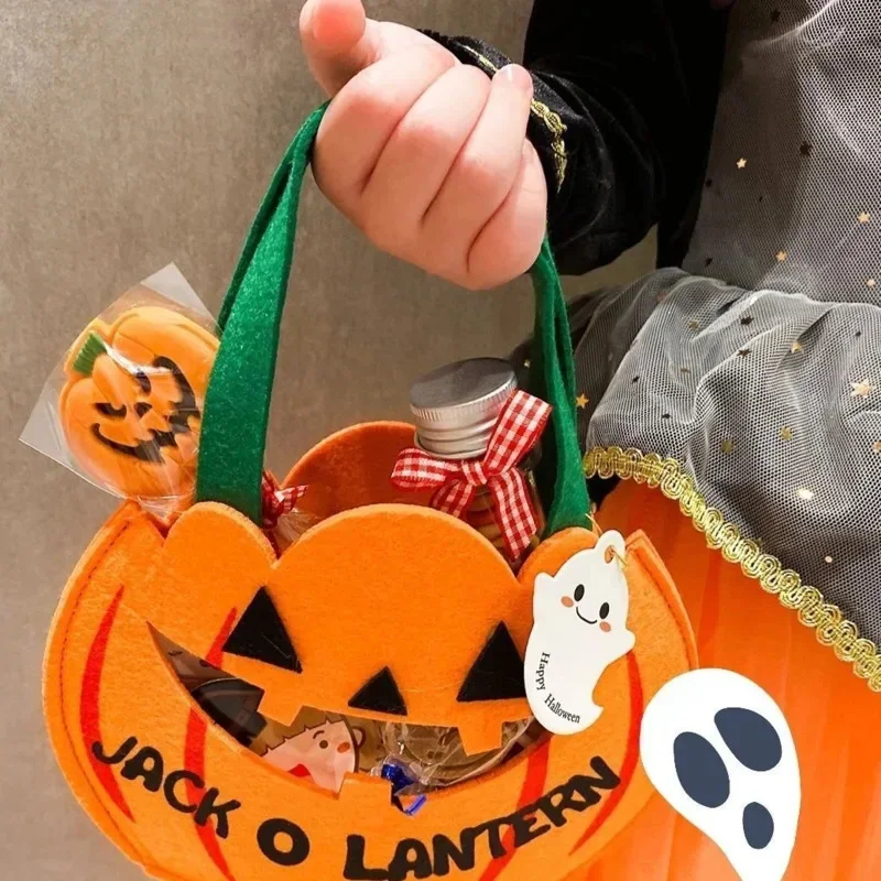 DIY Candy Handbag Pumpkin Candy Bag Halloween Children Weave Snack Packag Biscuit Handheld Decoration Universal Storage Bag New