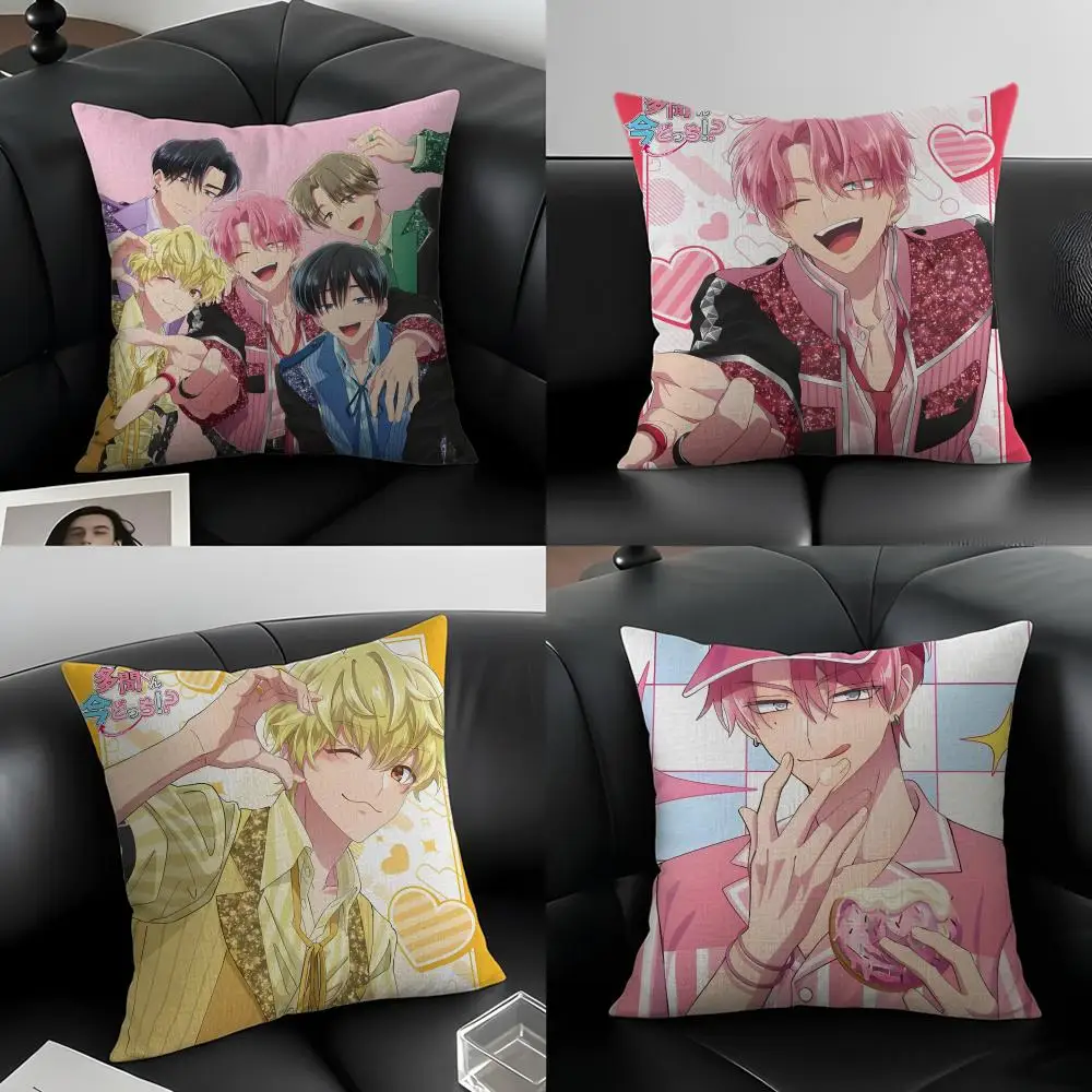 Anime T-Tamon's B-B-Side Cushion Cover Natural Linen Pillowcase Set, All-in-One Decor for Sofa, Bedroom & Chair
