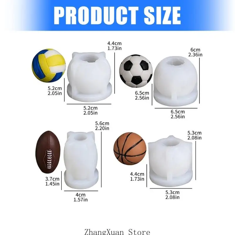 DIY-Silikon-Kerzenform-Set mit Fußball-Basketball-Volleyball-Designs 3XUF – Detail 6