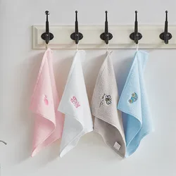 Cotton Small Square Towel Embroidered for Children To Wipe Their Face Comfortable and Safe Cotton Towel Without Twist