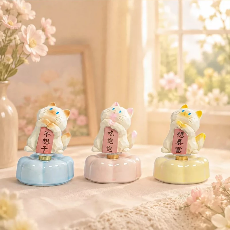 Jingdezhen Cat Workplace Is Rotten, Rotated, Cute and Fun To Play Desktop Ornaments, Tide To Play Desktop Decorations