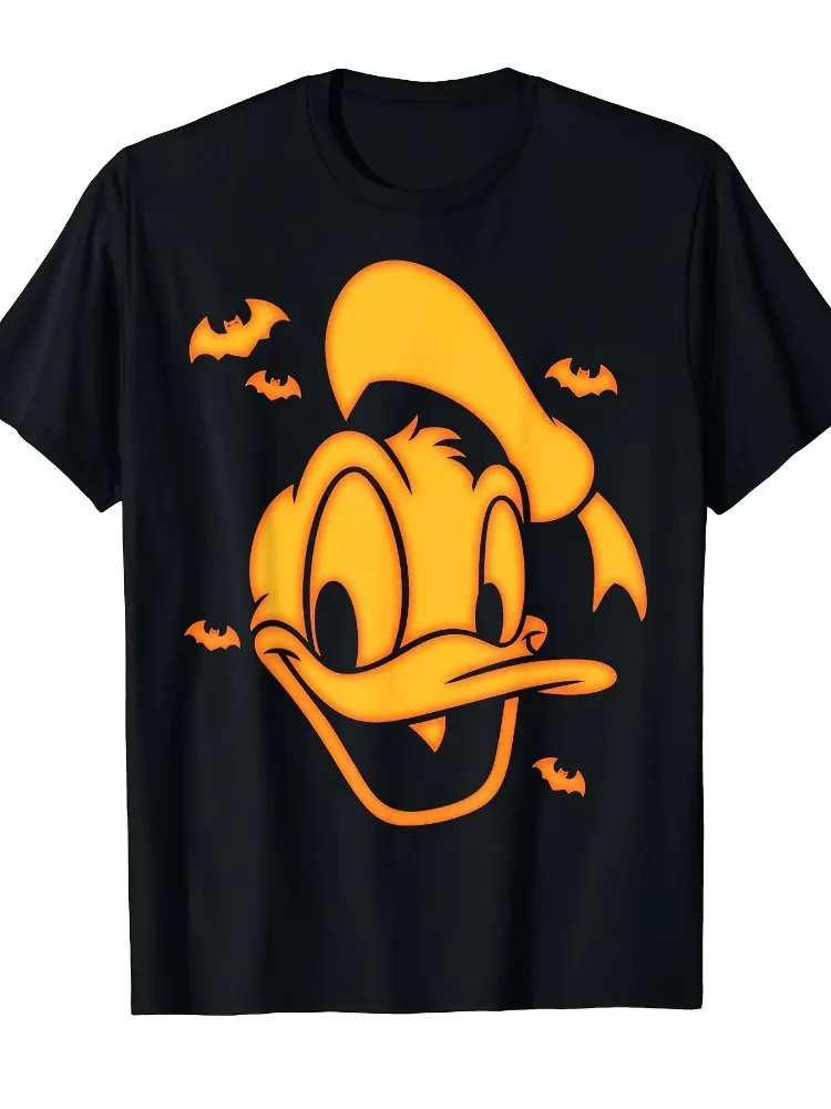 

Disney Donald Duck Halloween Shirt Ghost Lantern Design Girls T-Shirt with Bat Soft and Breathable T-Shirt Halloween Party Shirt