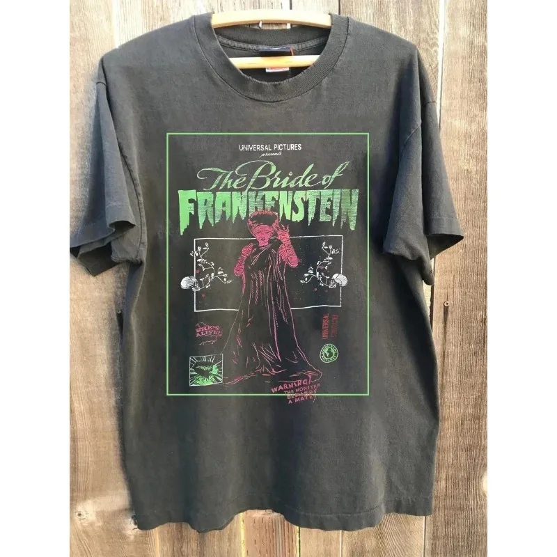 Basic Version of The Movie 'Bride of Frankenstein', Summer New Casual Harajuku Style T-shirt Suitable for Both Men and Women