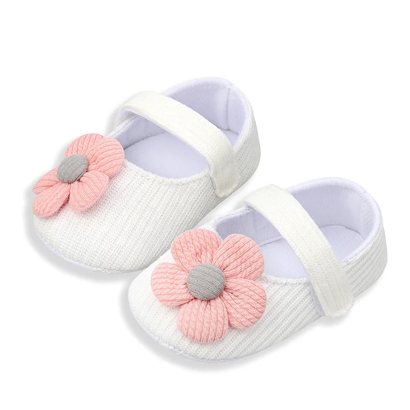

Baby Girls Anti-Slip Shoes Knitted Floral Prewalkers Toddler Girls First Walkers Infant Soft Sole Shoes 0-12M