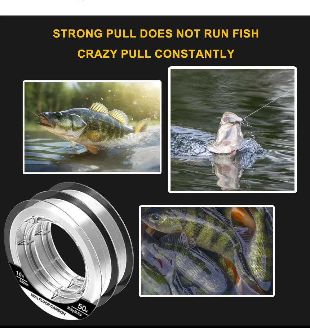 NGB Angelschnur 50M 100% Fluorocarbon Angelschnüre 5,5-62,7LB Kohlefaser-Vorfachschnur Fliegenschnur Schnell Sinkende Karpfenschnur – Detail 6