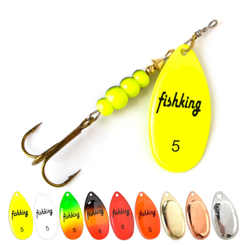 Fishing Lure Spinner Bait 3.9g 4.6g 7.4g 10.8g 15g Rotating Spinners Spoon Lure pike Metal With Treble Hooks fishing accessories