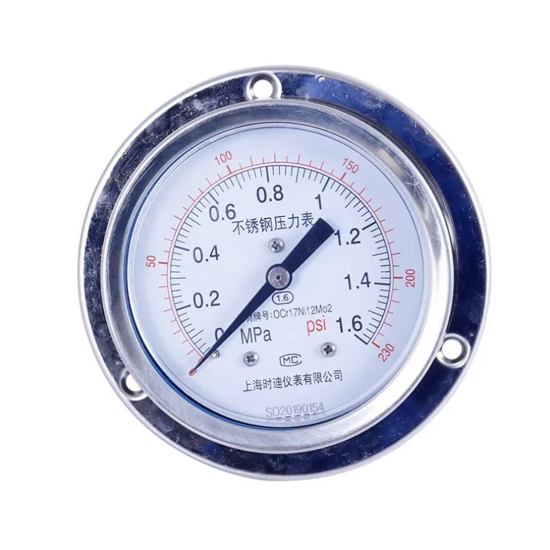 Supply Y-103-B-F stainless steel axial with edge pressure gauge Flush mounted pressure gauge stainless steel gauge