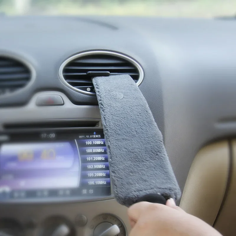 Car Interior Accessories Car Cleaning Duster Microfiber Brush Air Conditioner Vent Cleaner Air Outlet Cleaning Brush Wet Dry Use