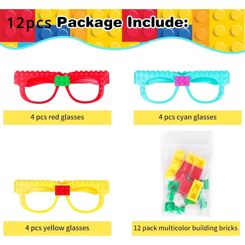 DIY Building Bricks Glasses Building Blocks Games for Kids Creative Building Block Birthday Party Favors, Carnival Party Games