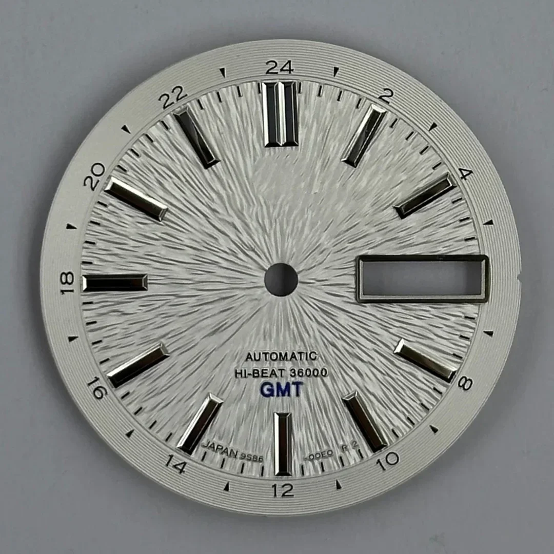 Esfera de reloj Hi-Beat 36000, textura Radial de arena degradada de 202528,5mm, adecuada para GMT NH35/36, movimiento automático NH35, piezas Mod de caja