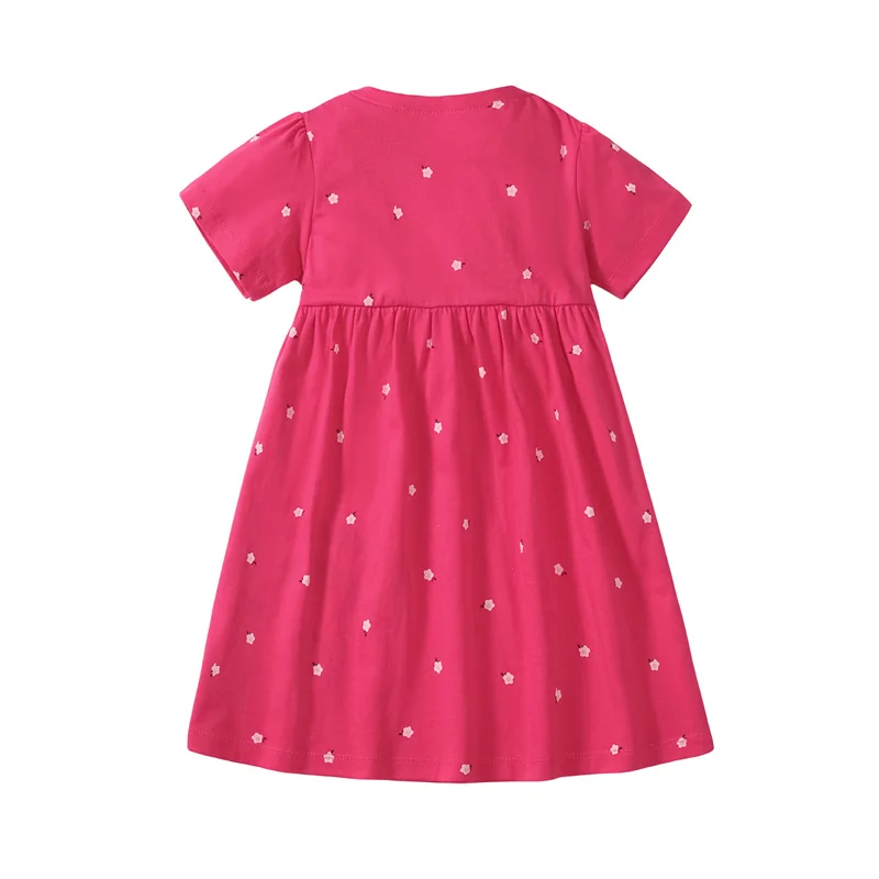 Jumping Meters 2-7 Years Summer Princess Baby Girls Dresses Horse Applique Party Birthday Kids Short Sleeve Clothing