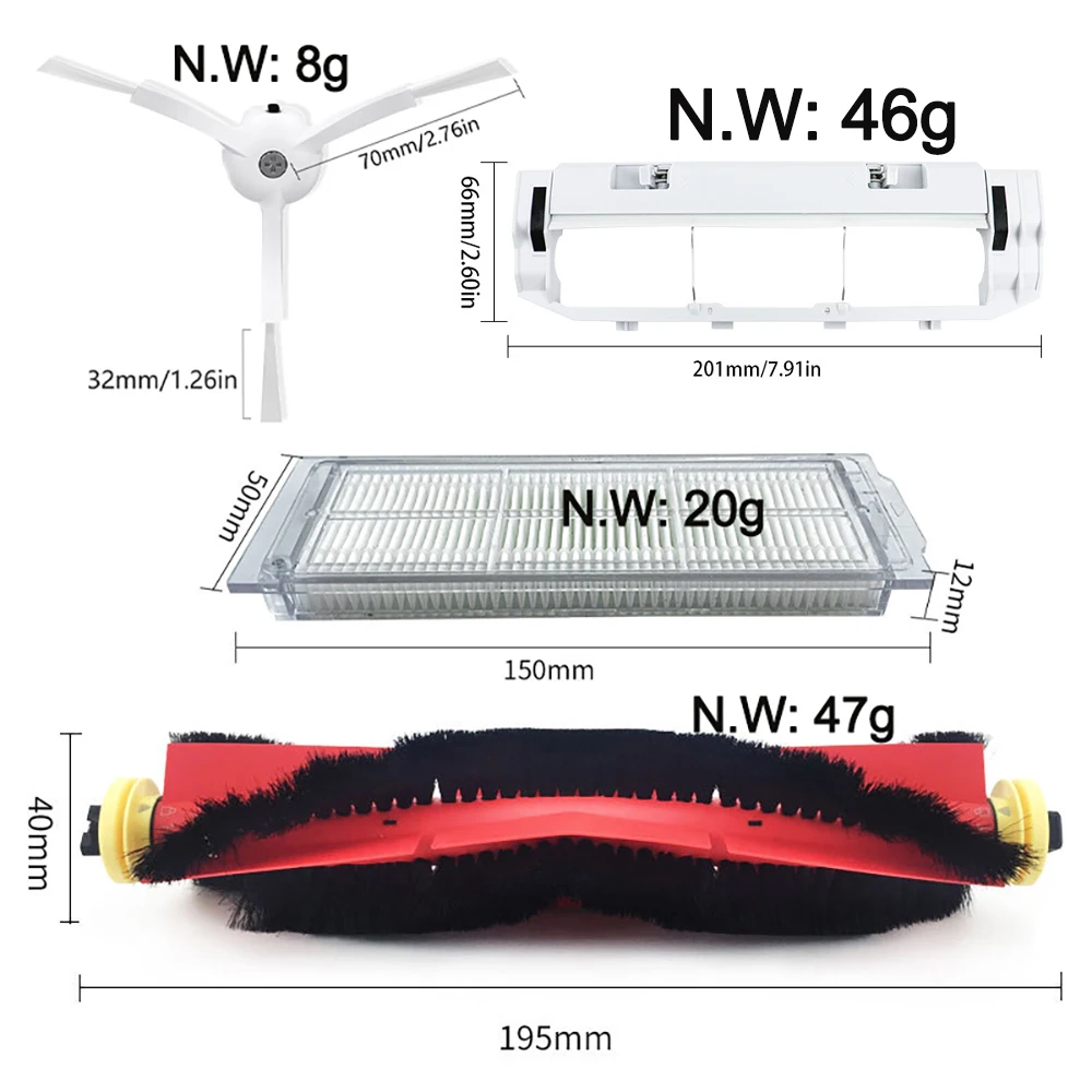 Global Xiaomi Mijia Robot Vacuum-Mop 2 Pro，Lite MJST1SHW，STYTJ05ZHMHW：Hepa Filter，Mop Cloth，Main Side Brush Dust Box Accessories