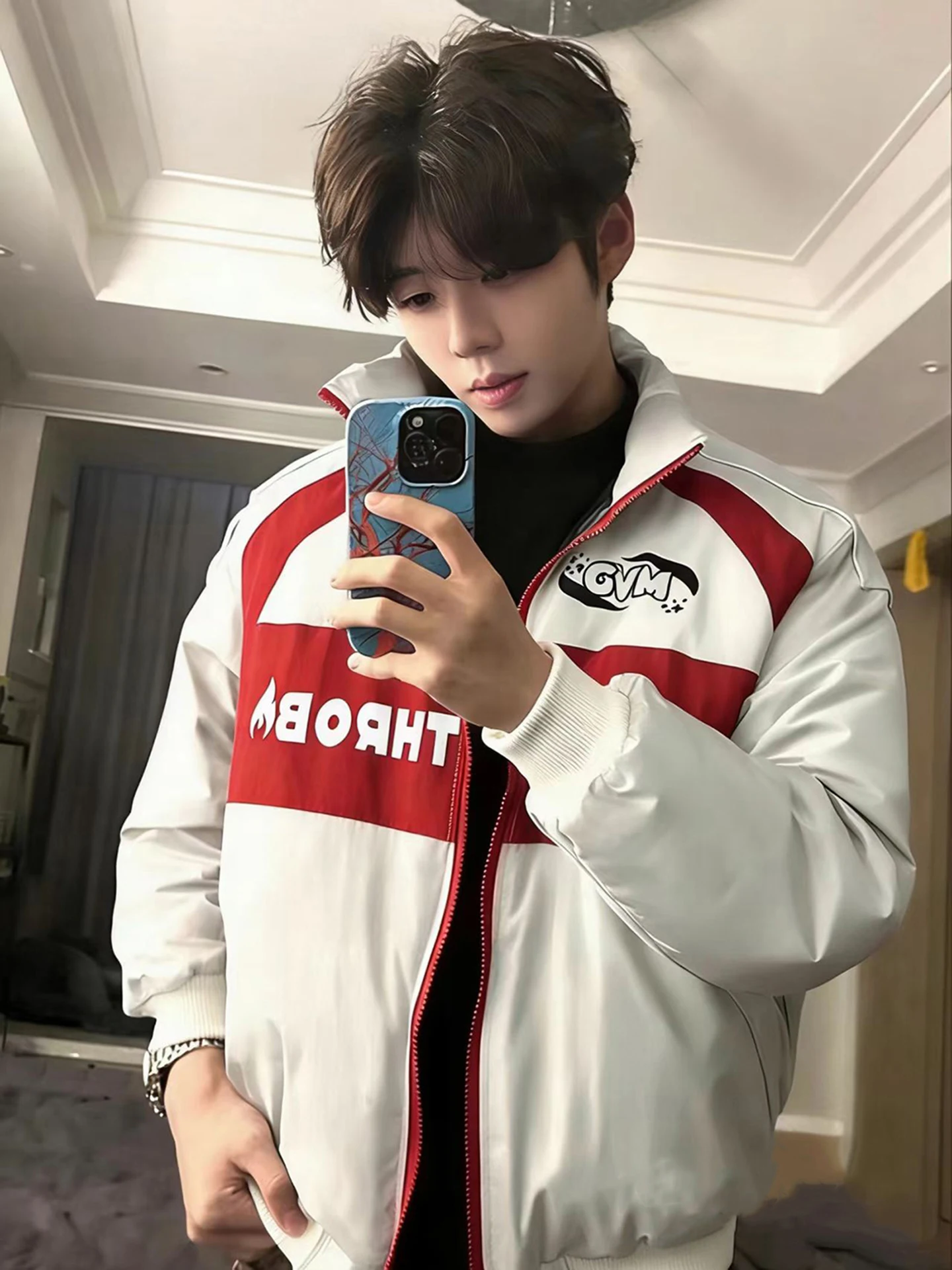 

Cleanfit американский мотоциклетный джемт контрастного цвета, хлопковое пальто Thiened ort, мужская зимняя футболка с воротником-стойкой, хлопковая одежда