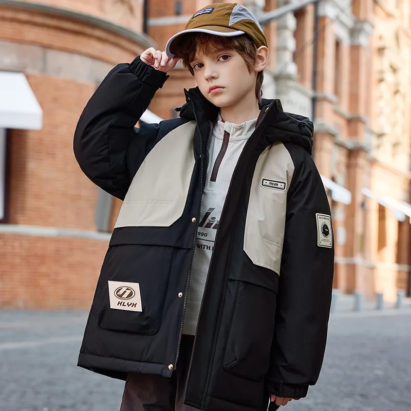 

UNITIM 2025 Children's Boys Winter Down Jacket Thicken Warm Junior Boys Puffer Coat Zipper 5-12 Years Kids Parka Outerwear Coat
