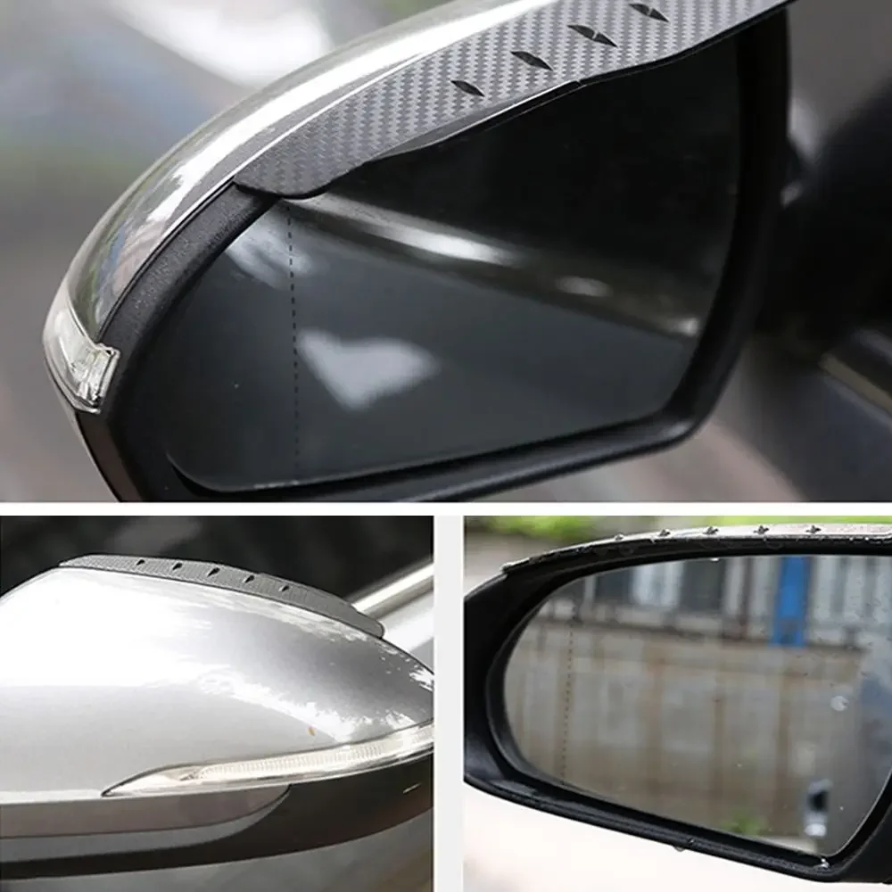 1pair Accessories Rain Guard Anti-reflective Carbon Fiber Car Sun Visor Car Rain Eyebrow Rearview Mirror Visor Rain Cover