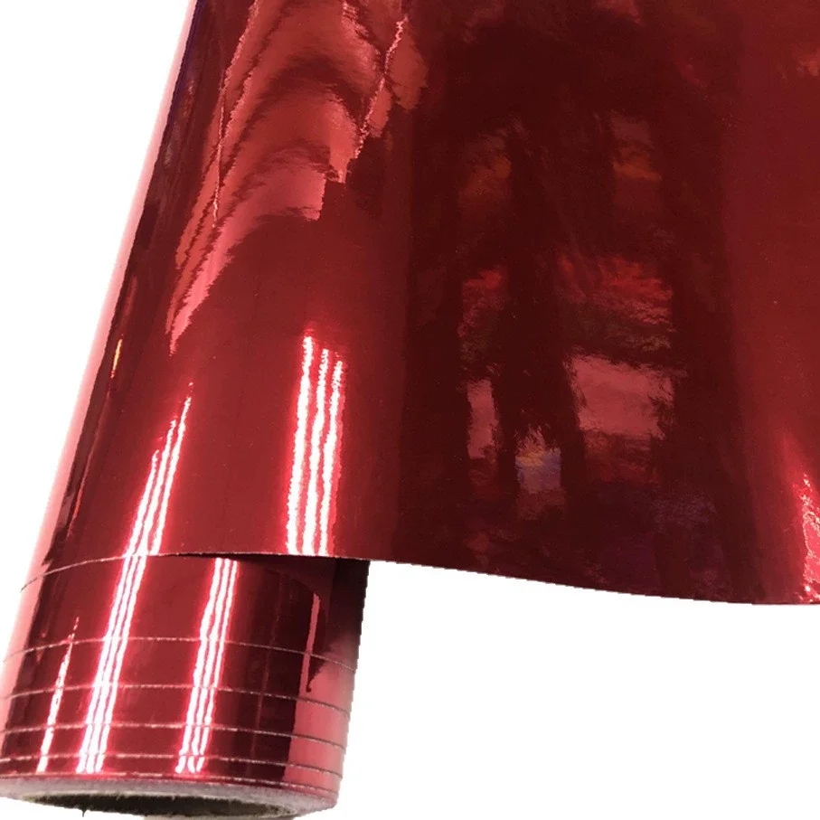 Premium Stretchable Gloss Mirror Chrome Red Vinyl Wrap Adhesive Film Roll Air Release DIY Sheet Decal Car Wrapping Foil