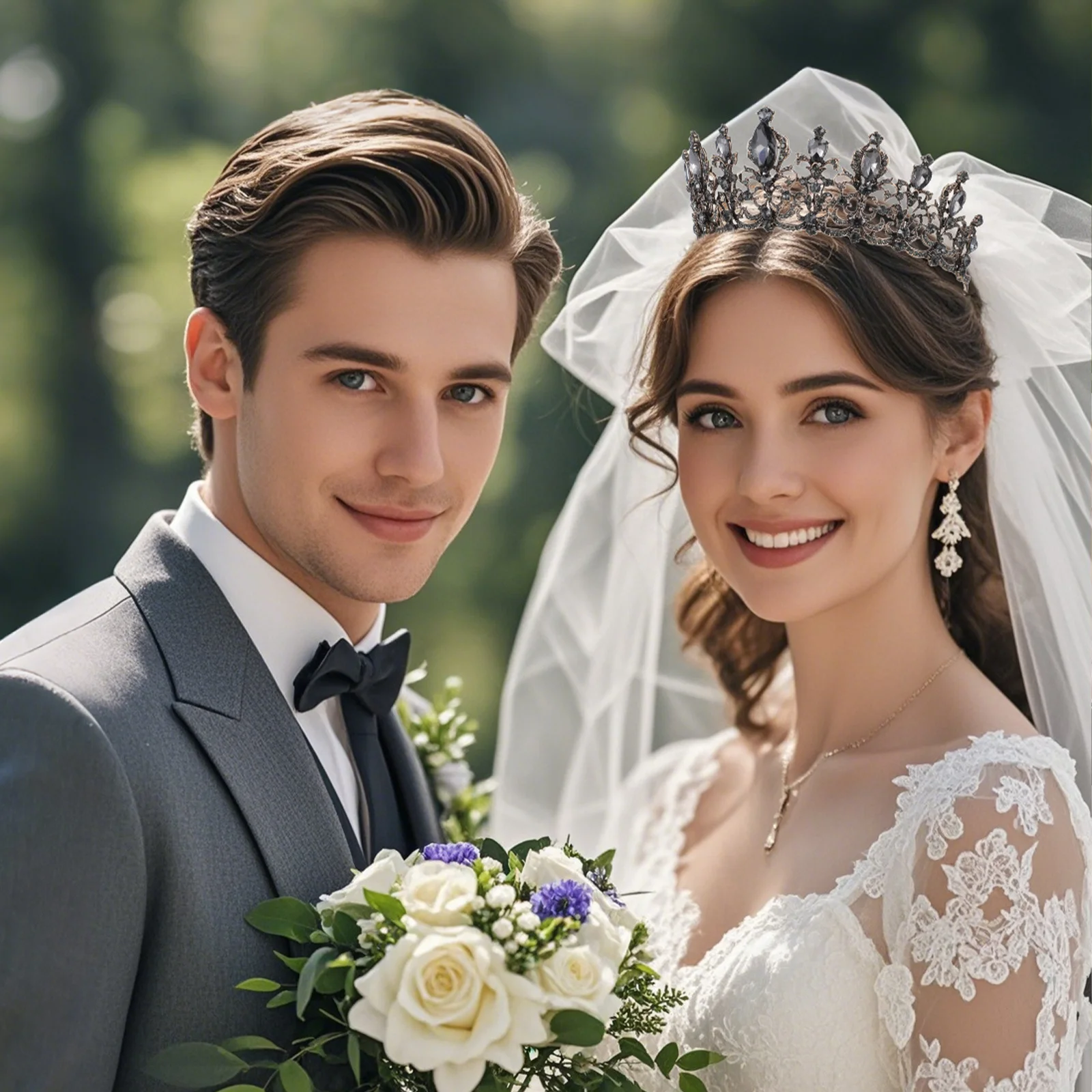 حجر الراين تاج الزفاف خمر الزفاف خوذة غطاء الرأس اكسسوارات للنساء هالوين حفل زفاف تاج #1