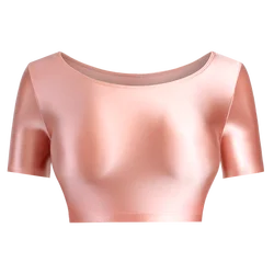 Women's Shiny Glossy Bodysuit Sexy Tank Top Short Sleeve Super Smooth Lingerie Yoga Tights Swimwear Yoga T-shirts