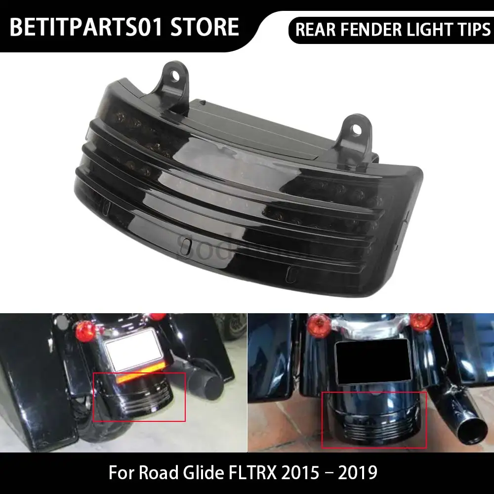 Motorcycle Accessories 1 Piece Rear Tri-Bar LED Fender Tail Ligh Smoke Fit For Harley Davidson Street Glide (FLHX) 2014-2018