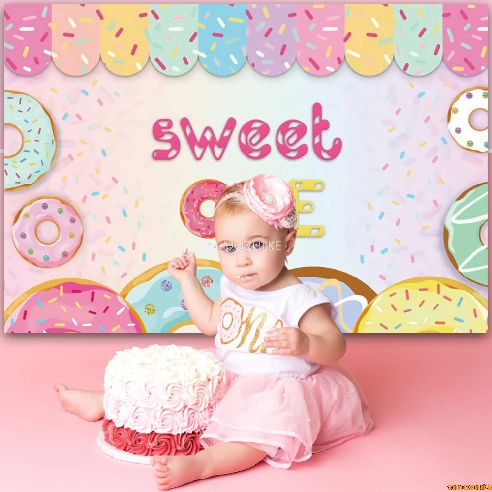 Sweet Candy Theme Backdrop Ice Cream Car Cupcake Lollipop Candyland Baby Birthday Party Photography Background Photo Studio Prop