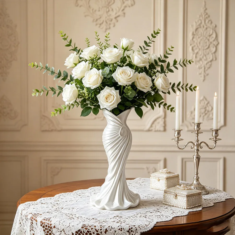 Elegant Dress-Shaped 3D Printed Vase, High-End Modern Minimalist Sculptural Style, 6.3 inch, Unique Vase - Ideal for Flower - view 3