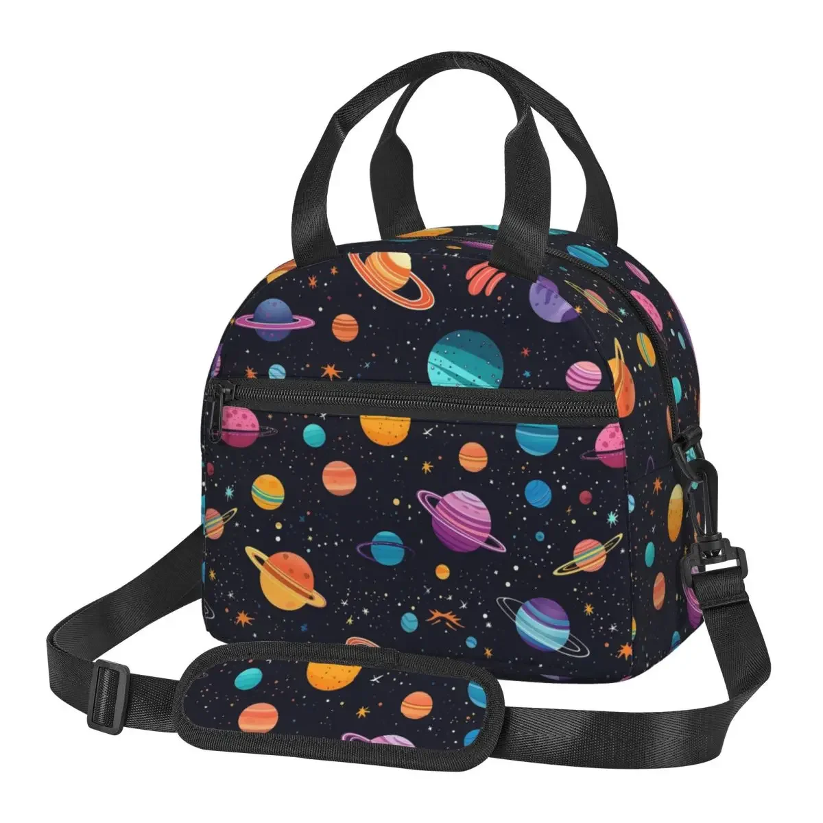 Solar System Space Planets Universe Lunch Bags Insulated Bento Box Resuable Lunch Tote Picnic Bags Cooler Bag for Woman Student