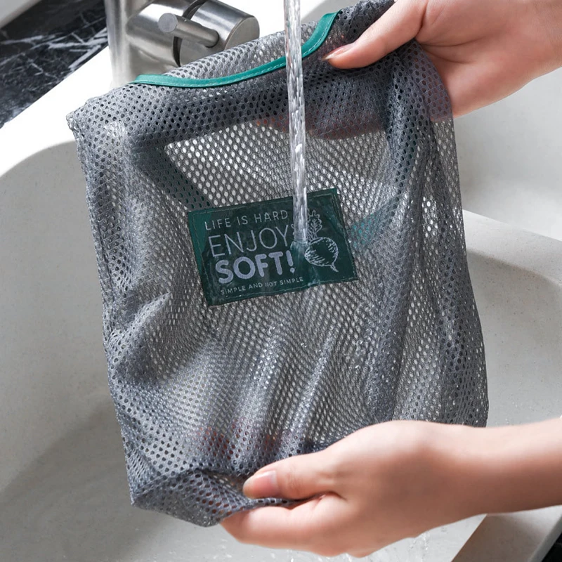 Foldable hanging Storage Pocket Breathable Reusable Mesh Bag Kitchen Folding garlic onion vegetable Sorting Bag Organizer