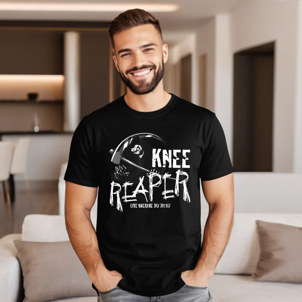 Short Sleeve Tees O Neck 100% Cotton Fabric Mens T Shirts Jiu Jitsu Halloween Knee Reaper Crazy Tee-Shirt Discount
