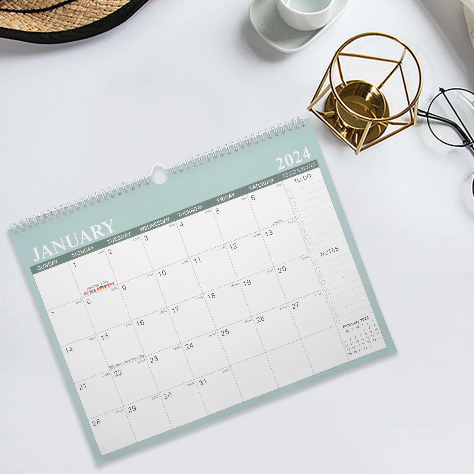 

2024 Desk Calendar Paper Wall Hanging Monthly Organizer for Office Home Study Room Decoration Sturdy Noting Daily Use Calendar