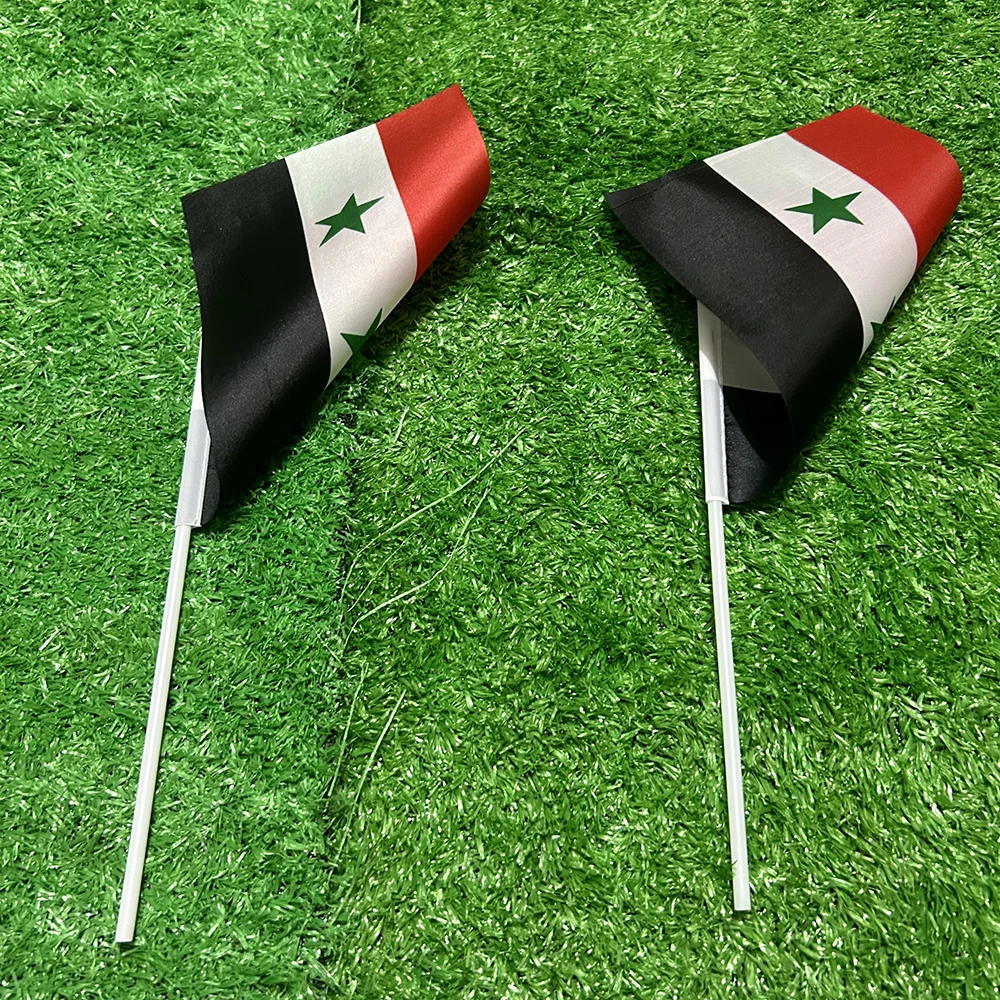 Bandera de mano de Siria con poste de plástico, para deporte - imagen 5