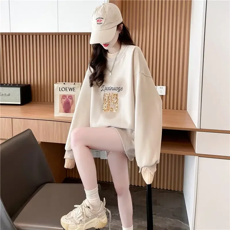 Pullovers Long Sleeve Round Neck Female Top With Orint On Emo Korean Popular Clothes M Coat Y 2k Vintage Y2k Women's Sweatshirts