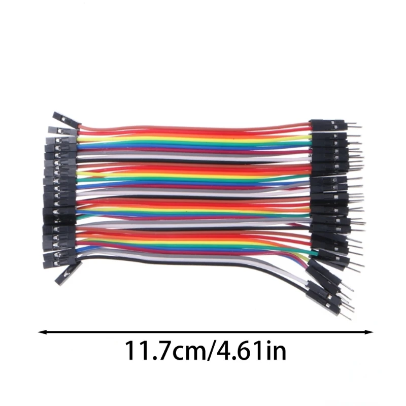 63HA 40Pcs Cables M-F/M-M/F-F Jumper Breadboard Wire Colorful GPIO Ribbon for DIY Kit