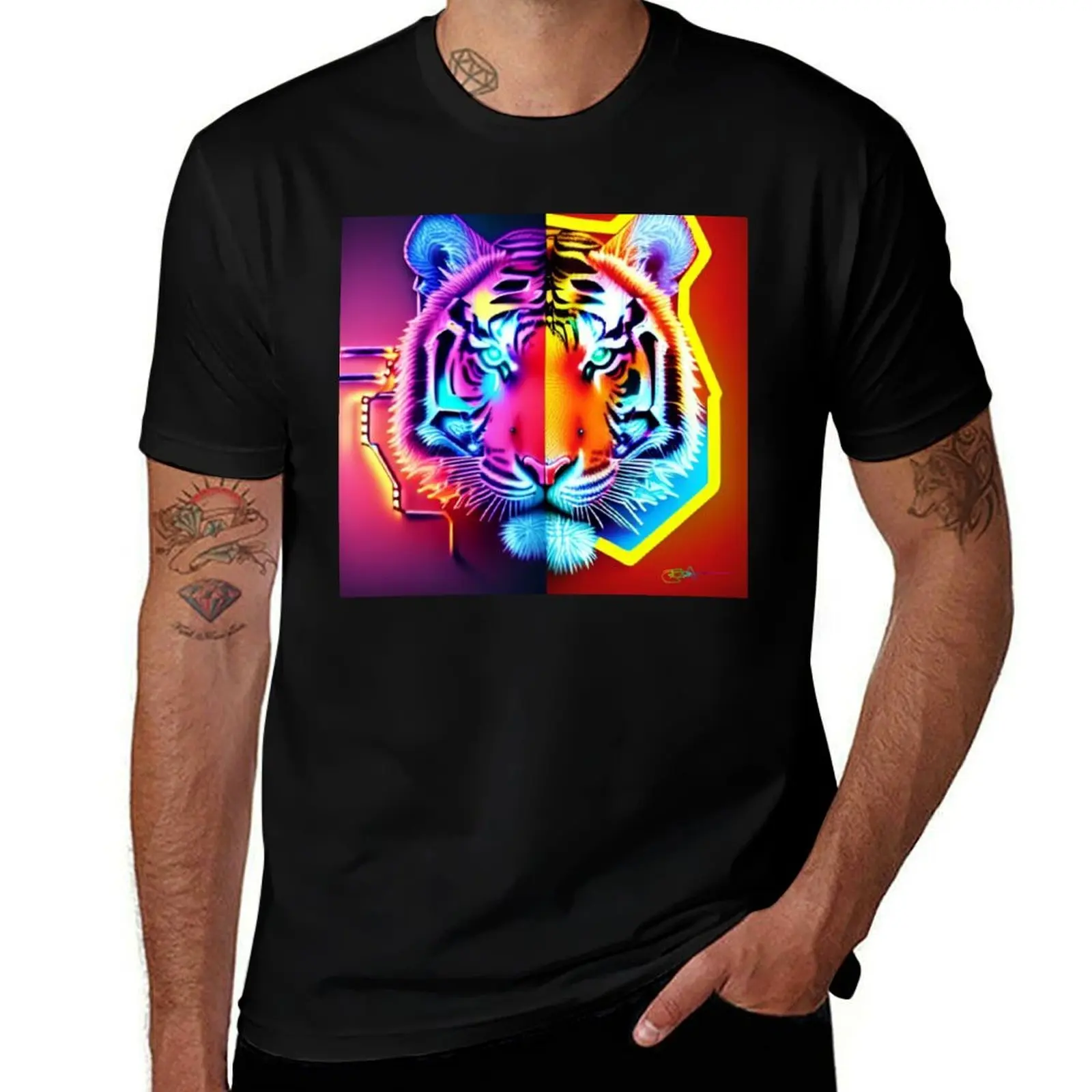 

Trippy Psychedelic Neon Tigers 19 T-Shirt luxury clothing labubu vintage man t shirt mens vintage t shirts