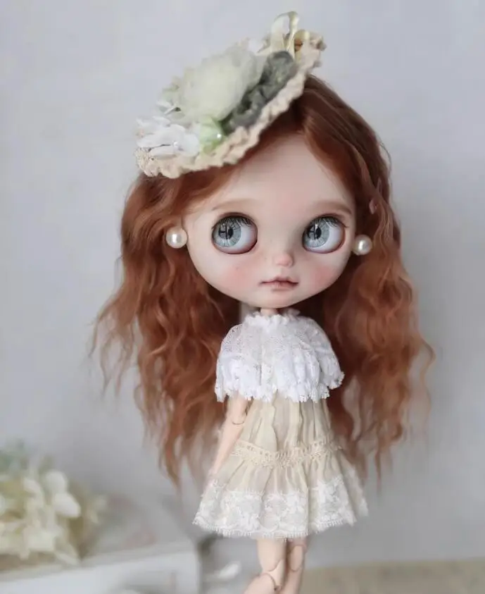 2PCS Lady style clothes blythe doll outfit dress/headwear 1/6 30cm(Fit for Pullip,Ob22/24/26, Licca)