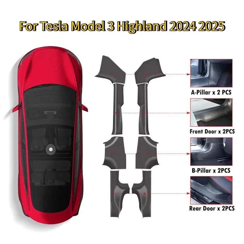 Threshold Strip for Tesla Model 3 Highland Carbon Fiber Threshold Bar Guard Protective Patch Anti Kick Modification Accessories