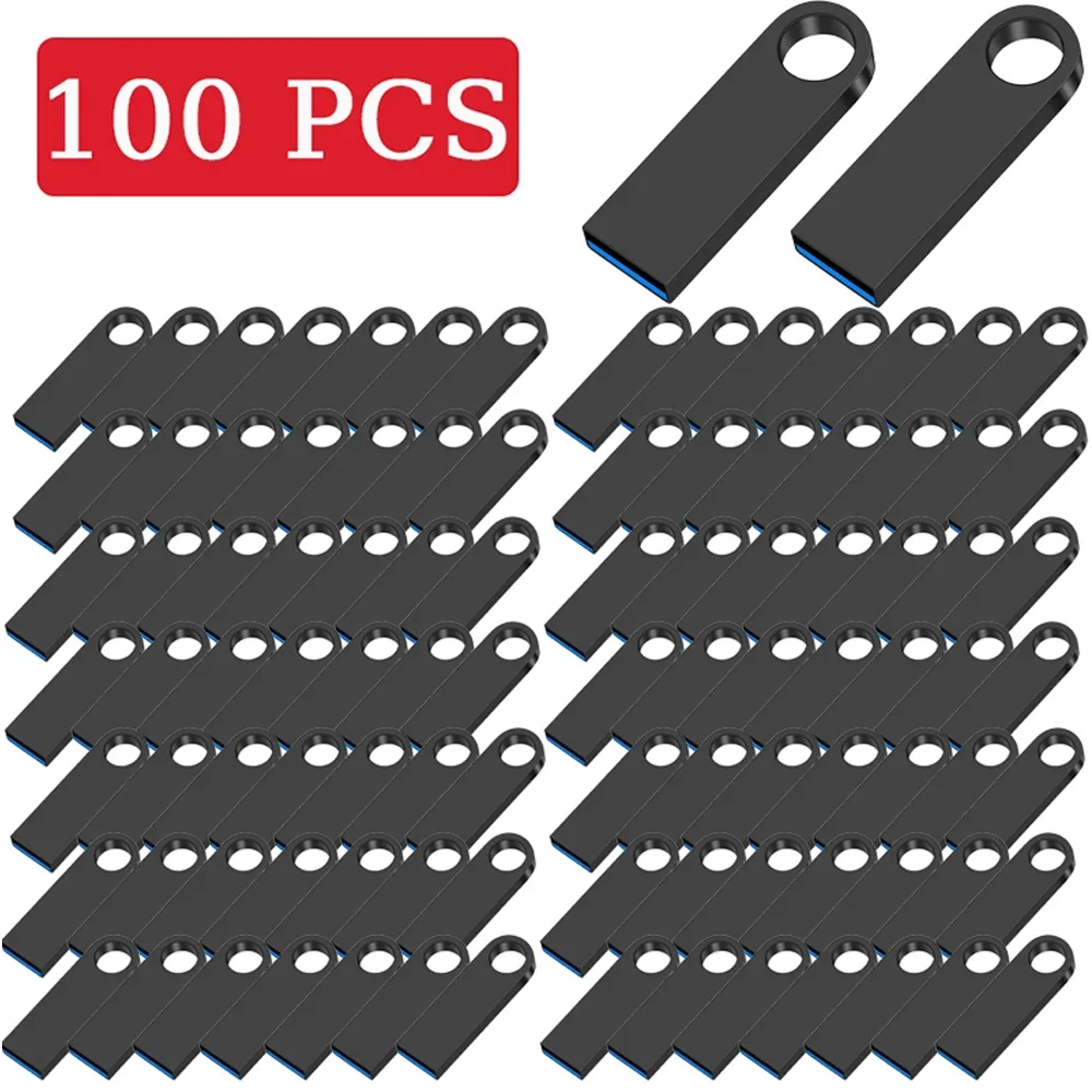 

100 PCS LOT USB Flash Drive 128GB Metal Pen Drive 64GB Mini Memory Stick 32GB for Computer U Disk 16GB Black Creative Gift 16GB