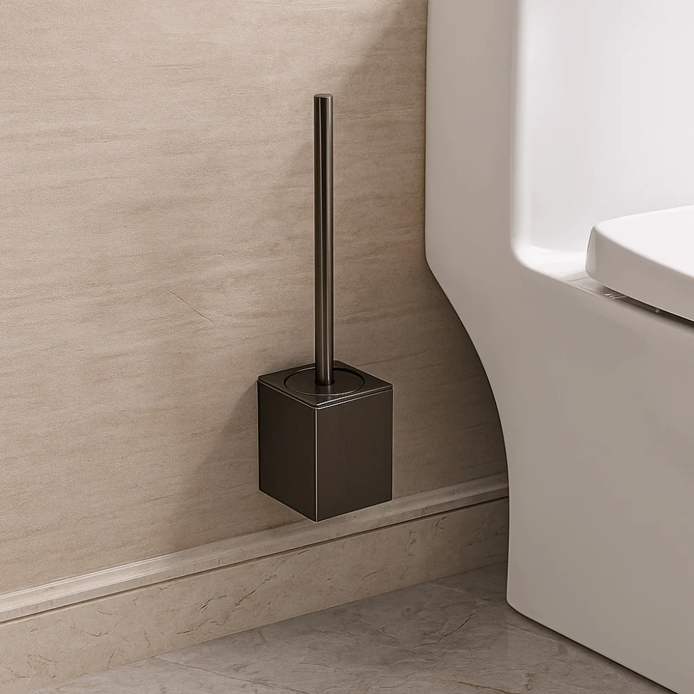 مجموعة فرشاة المرحاض ذات الغلاف المعدني، فرشاة تنظيف المرحاض المقاومة للصدأ المثبتة على الحائط بدون زاوية ميتة، تركيب مجاني للأظافر