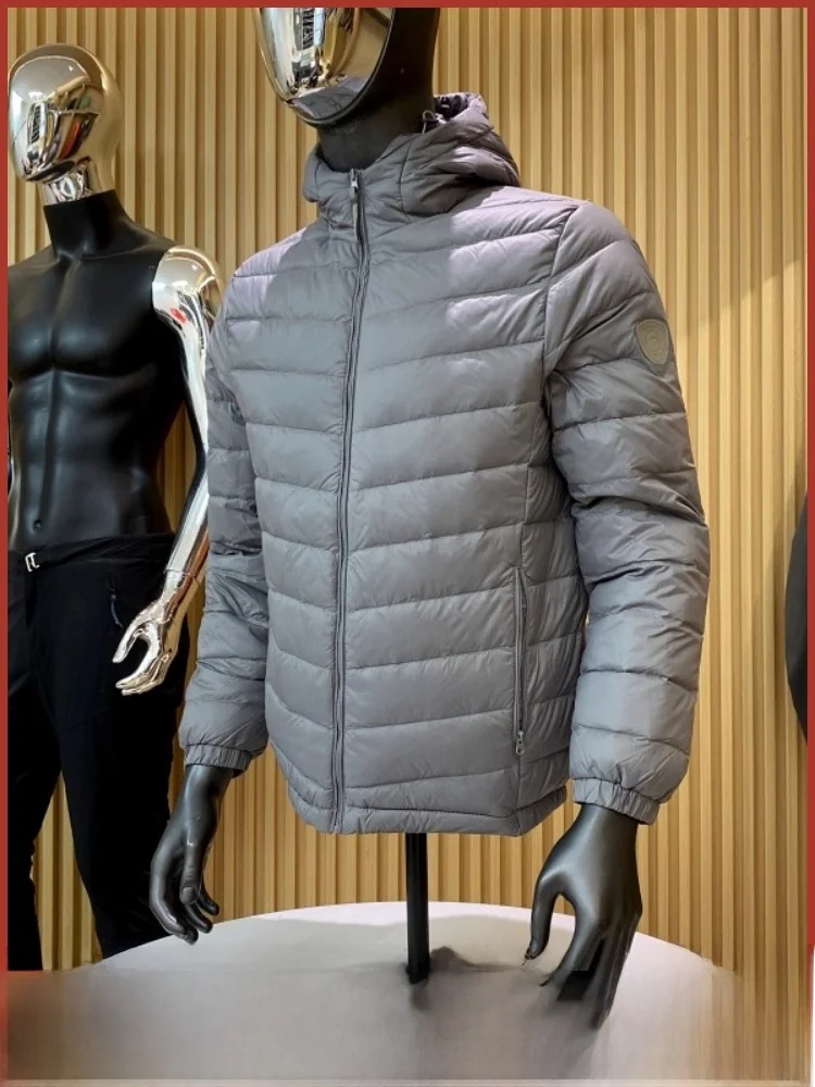 

Lightweight Casual Men's down Jaet Pure Color Hooded Du down Autumn Winter Outerwear Waterproof Windproof Warmth