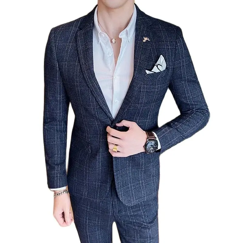 Boutique (Blazer+ Pants) Men\'s Fashion Hosts British Style Work Business Wedding Casual Art Style Elegant Gentleman Suit M-5XL