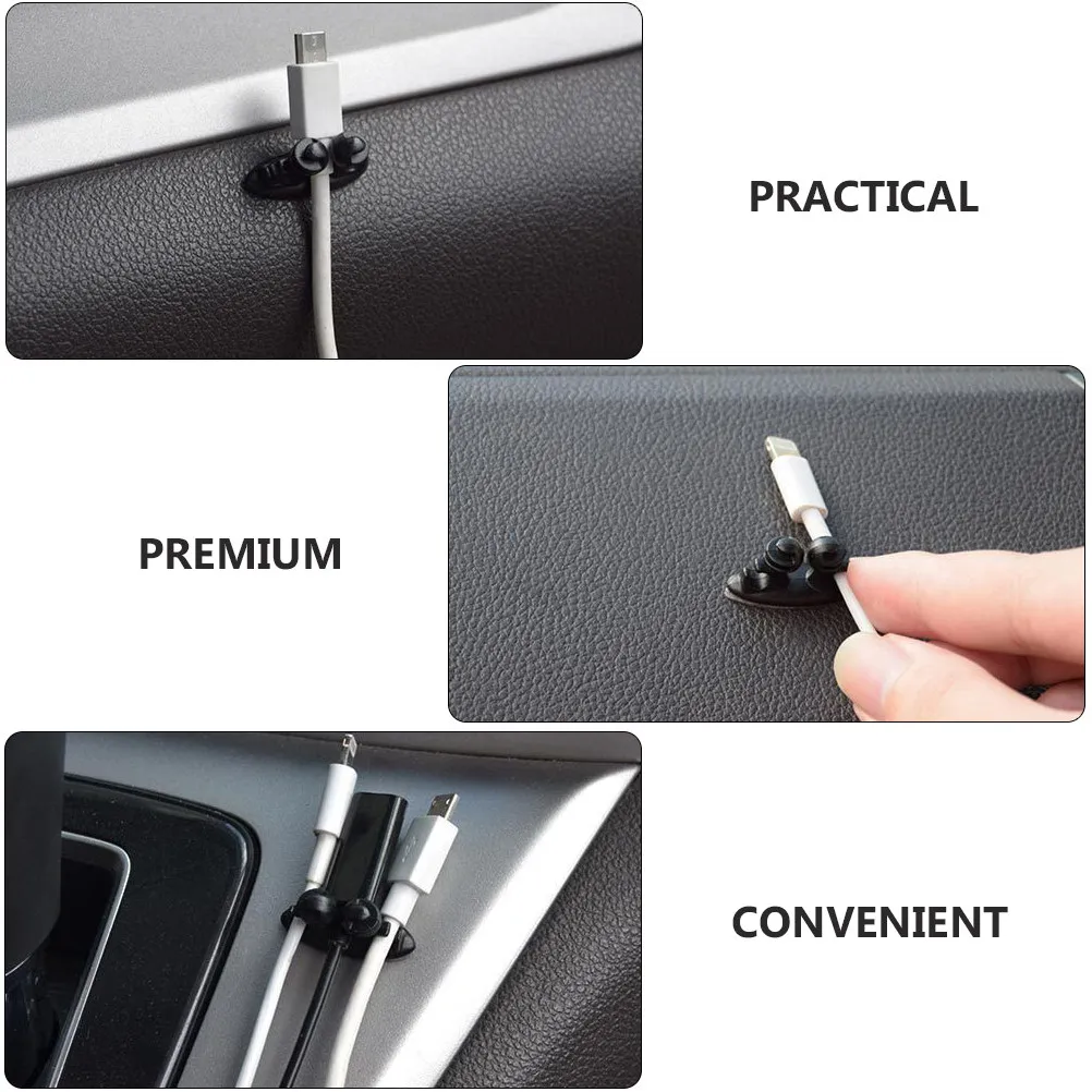 16Pcs Cable Organizer Clips Strong Adhesive Car Interior Cord Holder for Charging Cables Headphones USB Audio Wires Multipurpose
