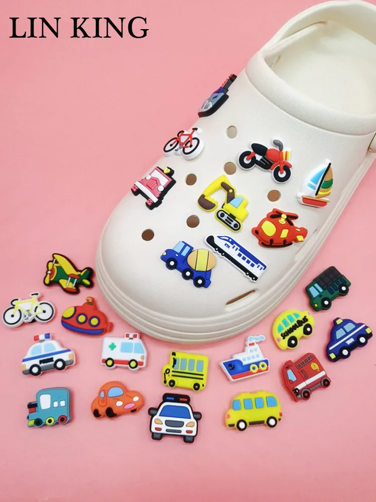 Kawaii Car Plane Bike Excavator PVC Shoe Charms Clogs Accessories Ornaments Diy Buckle Decorations Unisex Kids Xmas Party Gifts